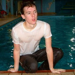 cotton swim shirt in swimming pool