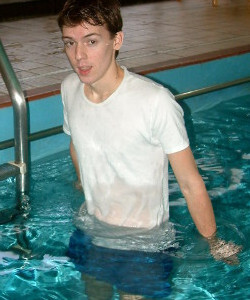 cotton pool swim shirt and shorts