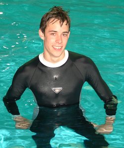 Lycra lad in a full body swimsuit